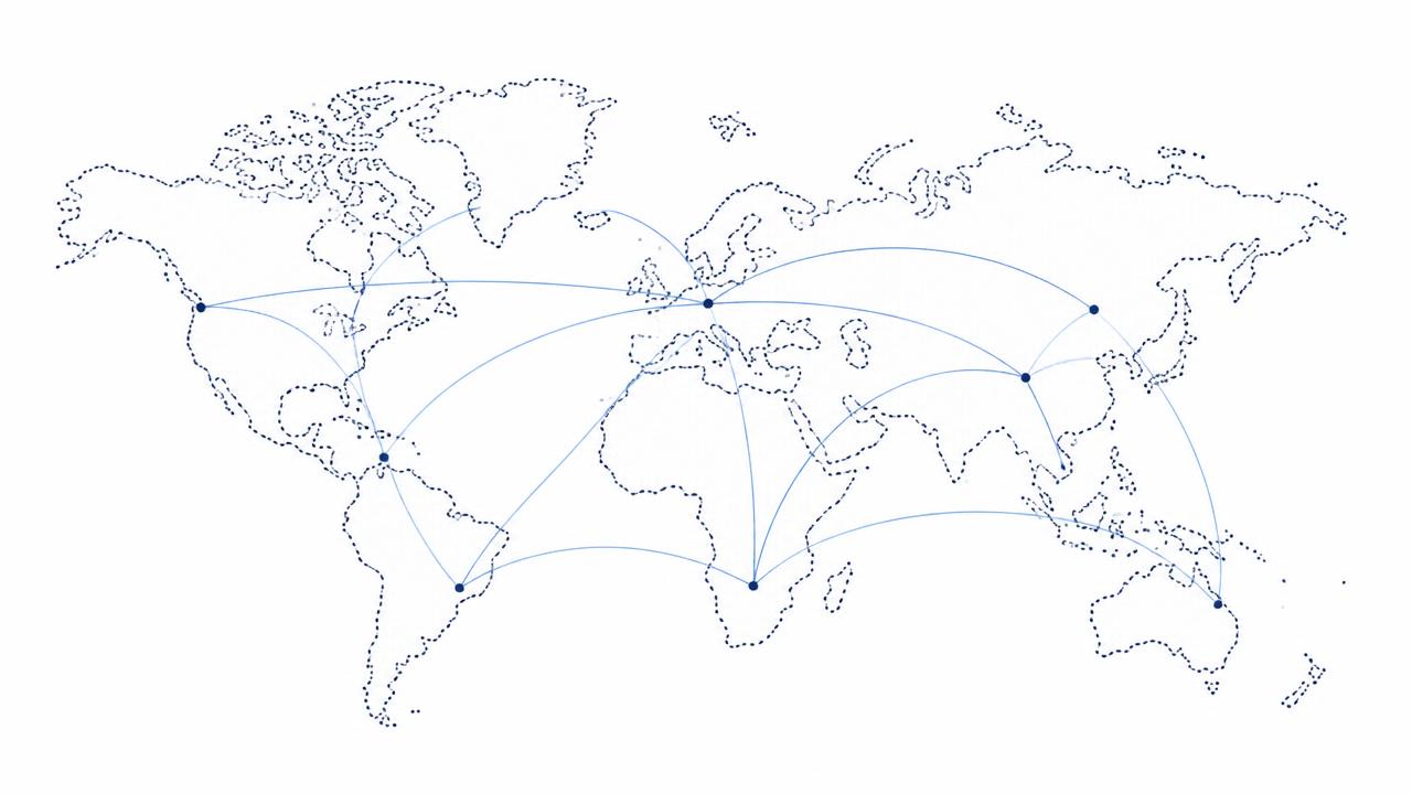 Abstract world map illustrating international e-commerce connections